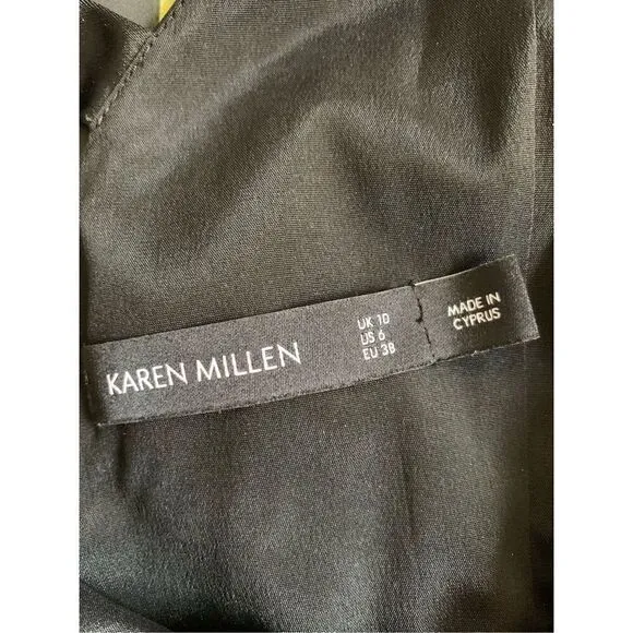 Karen Millen Floral Satin Pencil Dress Black Multi Size 6