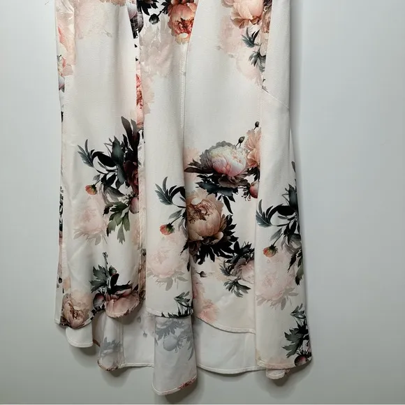 Karen Millen NWT Satin Crepe Peony Waterfall Hem High Neck Dress Size 8