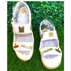 Karl Lagerfeld White and Gold Fashion Sandals