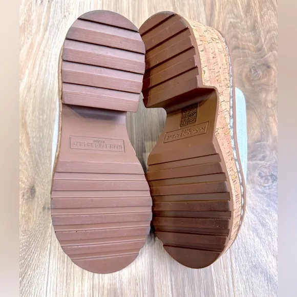 KARL LAGERFELD Women's Carita Iridescent Wedge Sandal Platform Size 7.5M - LNC