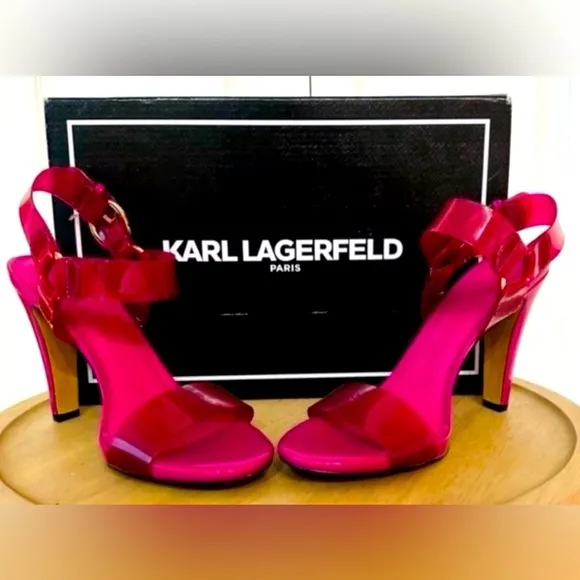 KARL LAGERFELD ~ Women’s Paris translucent magenta colored heels size 8