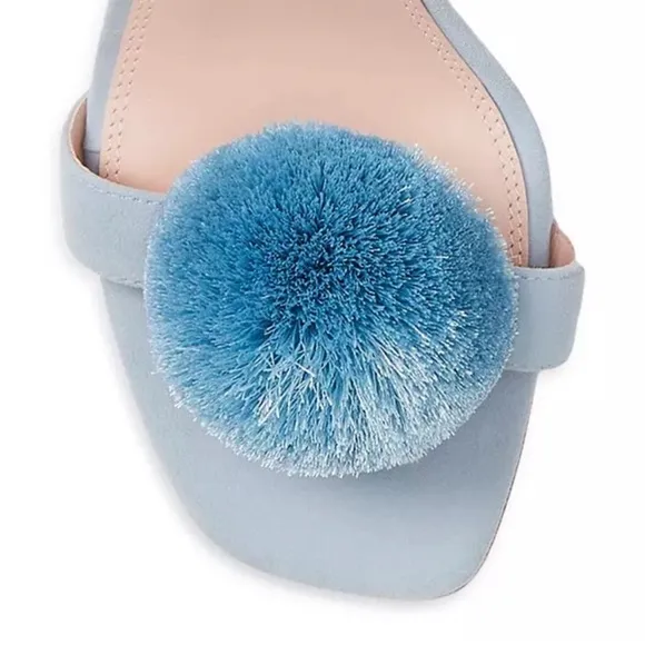 ♠️kate spade Amour Pom Sandals, Celestial Blue NIB