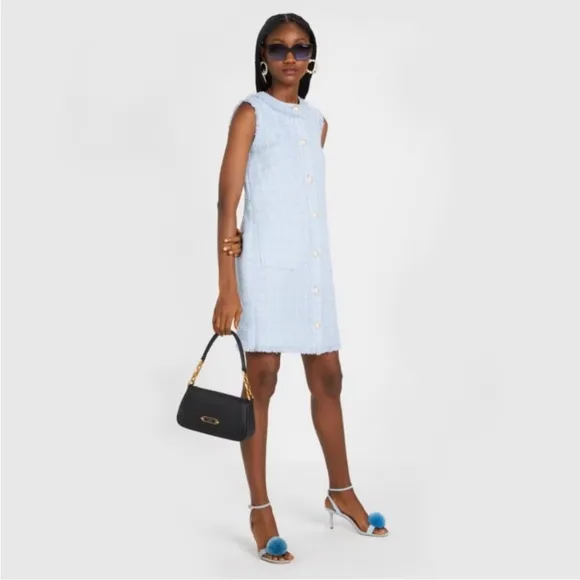 ♠️kate spade Amour Pom Sandals, Celestial Blue NIB