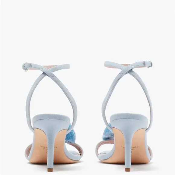 ♠️kate spade Amour Pom Sandals, Celestial Blue NIB
