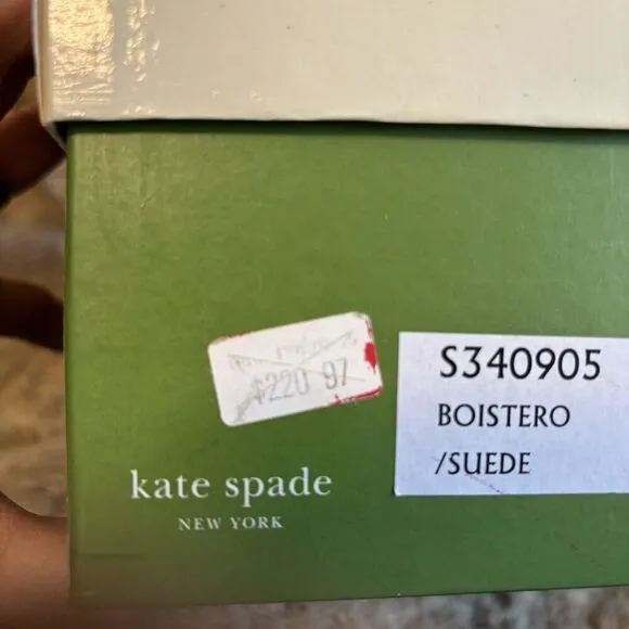 KATE SPADE Boistero T-Strap Suede Aqua Fringe Sandals Heel Shoes Thongs 7.5 $295