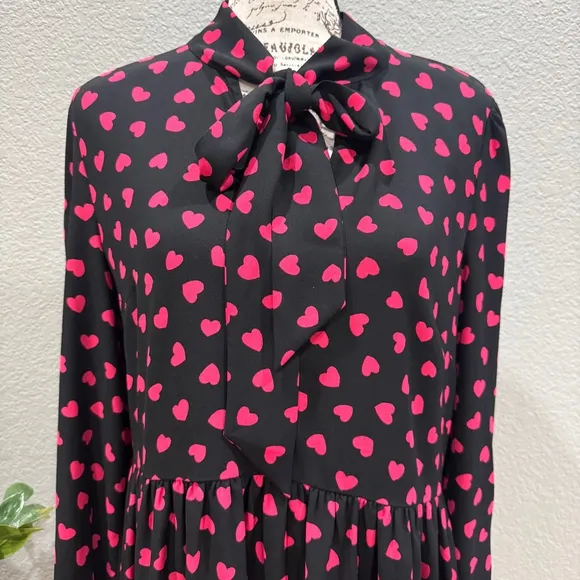 Kate Spade Heartbeat Tie Neck Shirtdress Sz 14
