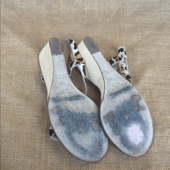Kate Spade Leather cheetah Calf hair wood wedge Size 11