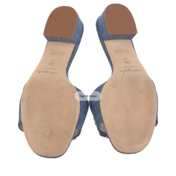 Kate Spade New York Mazie Denim Italian Leather Slide Sandals Womens Sz 6.5 NEW
