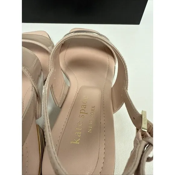 Kate Spade New York Merritt Patent Leather Strappy Sandals Pale Vellum Pink  5.5