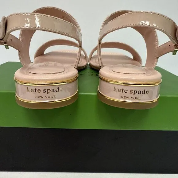 Kate Spade New York Merritt Patent Leather Strappy Sandals Pale Vellum Pink  5.5