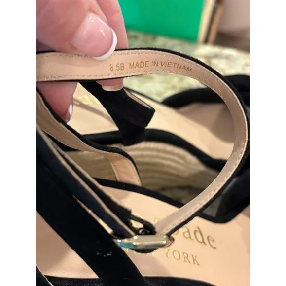 kate spade new york Tianna Espadrille Wedge Sandals Black Size 8.5