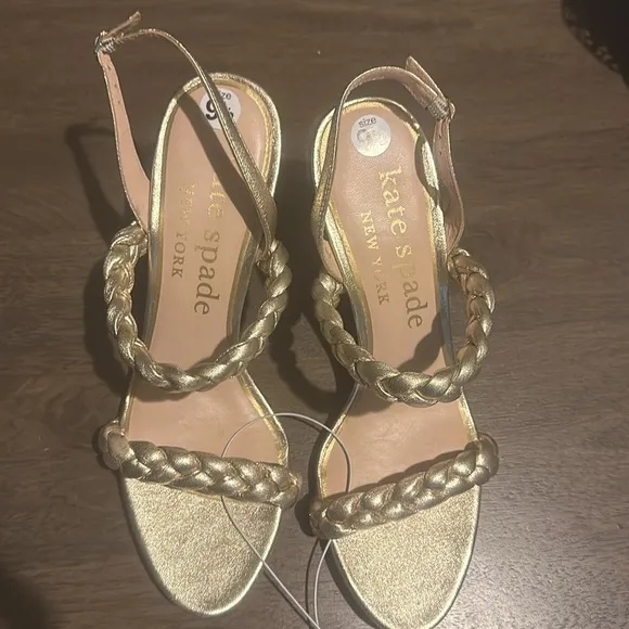 KATE SPADE NEW YORKSAFFRON LEATHER DRESSY SLINGBACK SANDALS size 9.5