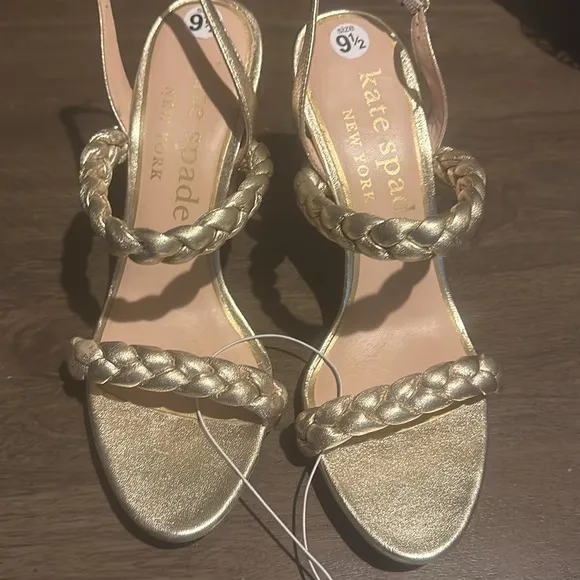 KATE SPADE NEW YORKSAFFRON LEATHER DRESSY SLINGBACK SANDALS size 9.5