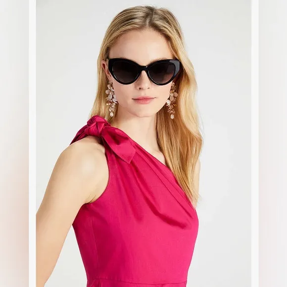 ♠️kate spade Poplin One-shoulder Sabrina Dress, Rosa Plum NWT
