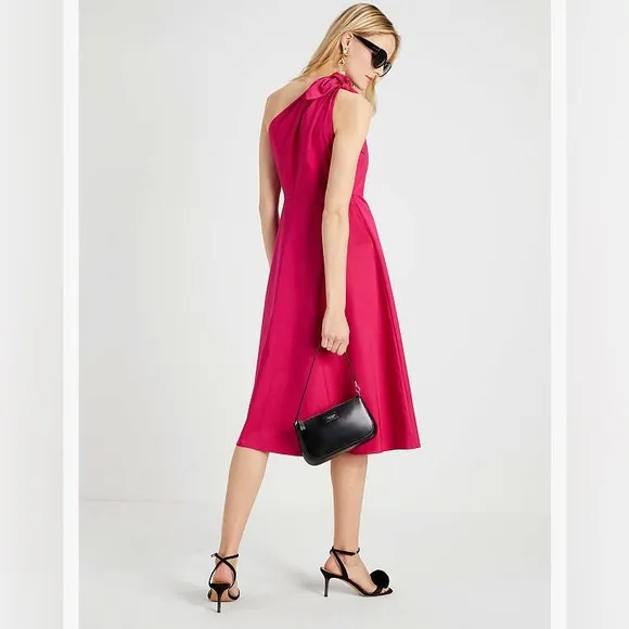 ♠️kate spade Poplin One-shoulder Sabrina Dress, Rosa Plum NWT