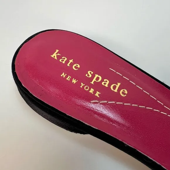 Kate Spade Sandal Heels Jeweled Rhinestones Embellished Black Italy Women Size 6