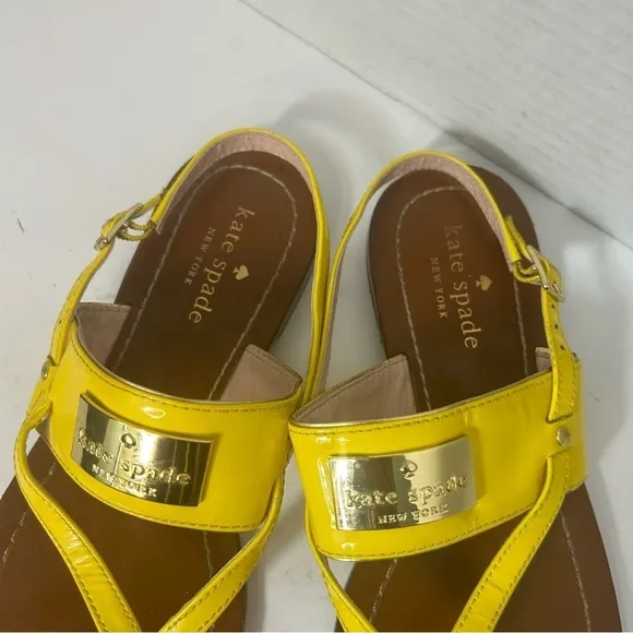 Kate Spade Women’s Sandals Strap Patent Leather Yellow Beach Resort Summer 6US