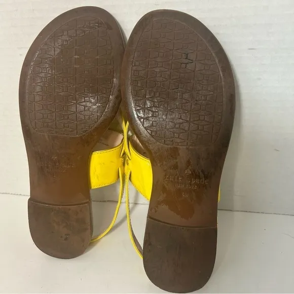 Kate Spade Women’s Sandals Strap Patent Leather Yellow Beach Resort Summer 6US