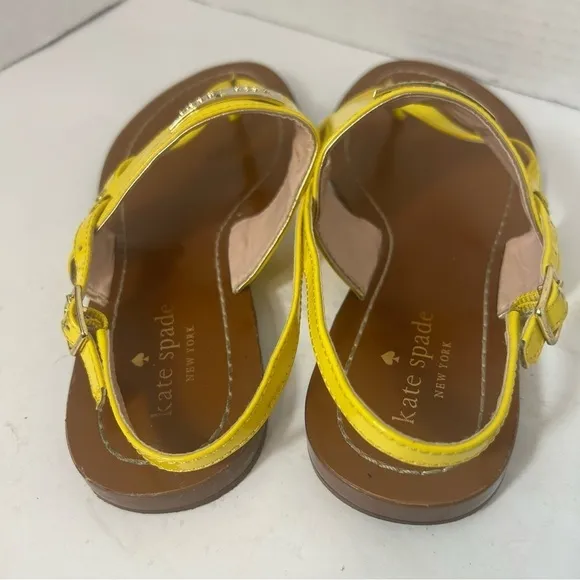 Kate Spade Women’s Sandals Strap Patent Leather Yellow Beach Resort Summer 6US