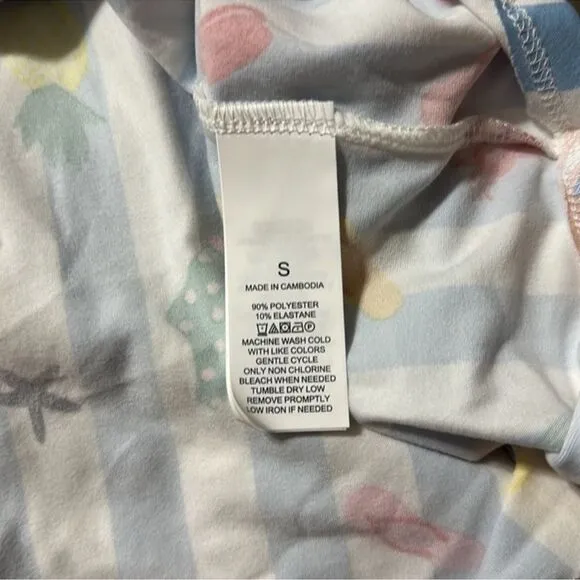kate spade S White Aqua Blue Vertical Stripe Beach Themed Top Crop Pants PJ Set