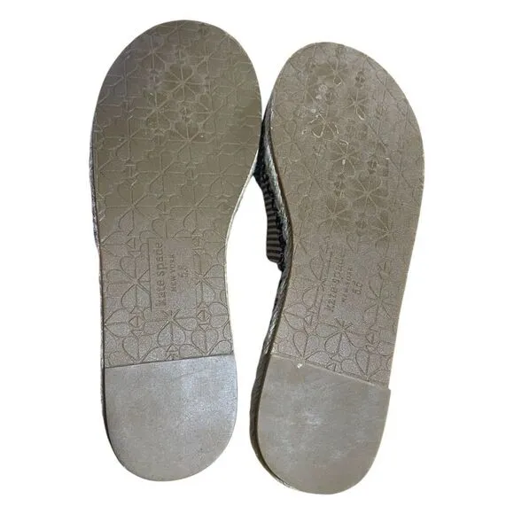 Kate Spade Saltie Shore Espadrille Blue/White Slip On Slide Sandal Sz 5.5B