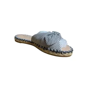 Kate Spade Saltie Shore Espadrille Blue/White Slip On Slide Sandal Sz 5.5B