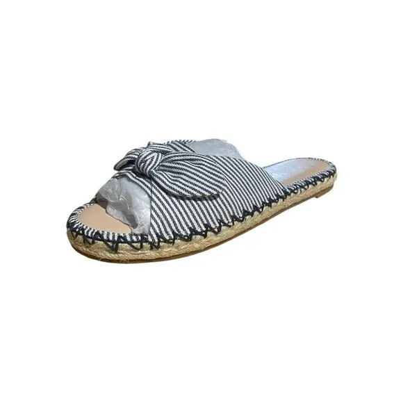 Kate Spade Saltie Shore Espadrille Blue/White Slip On Slide Sandal Sz 5.5B