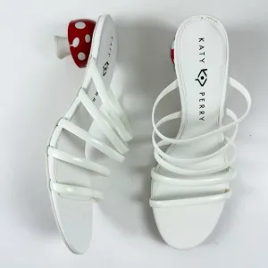 Katy Perry Cremini Sandals Size 8 M White Slip On Heels Mushrooom Strappy