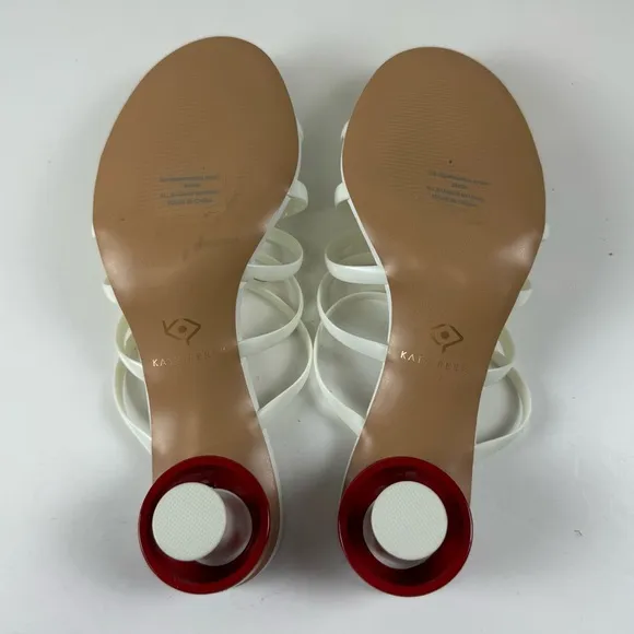 Katy Perry Cremini Sandals Size 8 M White Slip On Heels Mushrooom Strappy