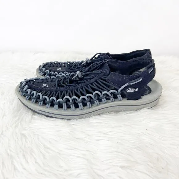 Keen 8 Womens Black Gray Uneek Bungee Cord Water Walking Sandals