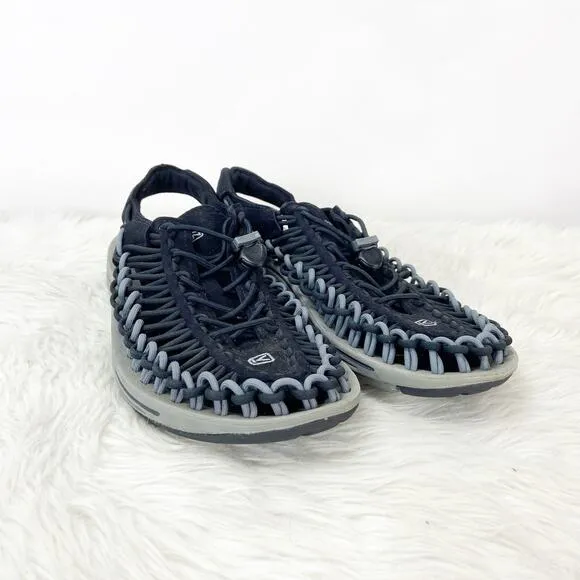 Keen 8 Womens Black Gray Uneek Bungee Cord Water Walking Sandals