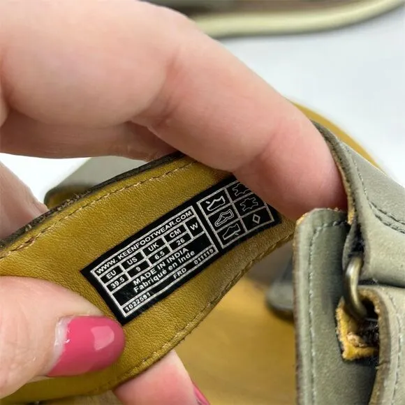 Keen Green Leather Slip On Sandals Size 9 Adjustable Straps Casual Summer