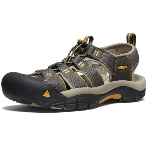 KEEN MEN'S NEWPORT H2 CLOSED TOE WATER SANDALS, RAVEN/ALUMINUM, 8.5 US