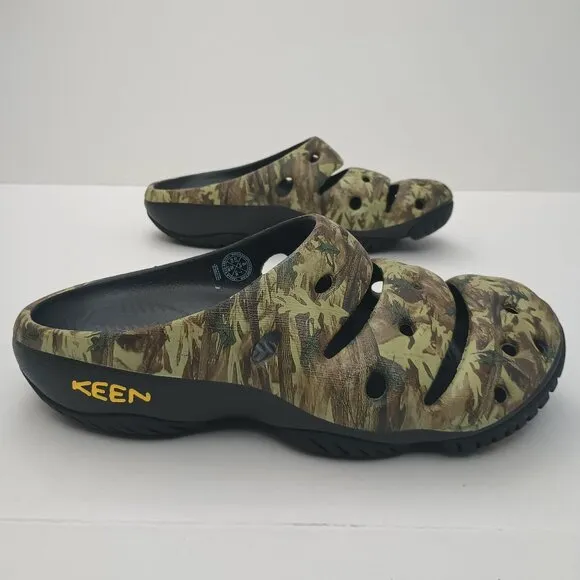 Keen Men's Yogui Arts Slides Slip On Sandals Closed Toe Camo Green, Black NWB