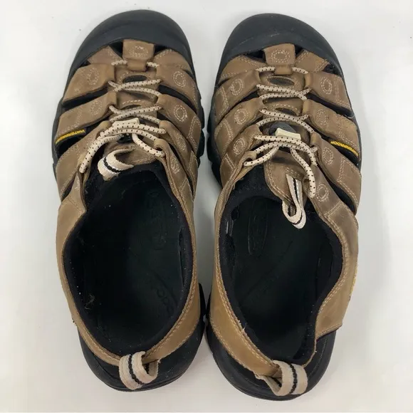 Keen Newport H2 Bison Brown Leather Sport Sandals Hiking Shoes Closed Toe Bungee