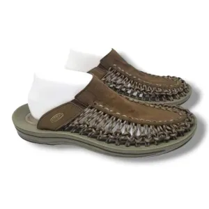 Keen Uneek 2 Slide Slip On Sandal Mens 10.5 Dark Earth Brindle Brown Leather