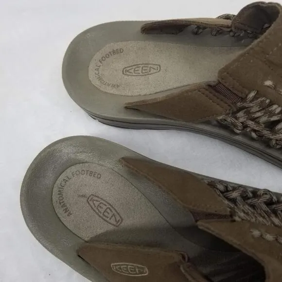 Keen Uneek 2 Slide Slip On Sandal Mens 10.5 Dark Earth Brindle Brown Leather