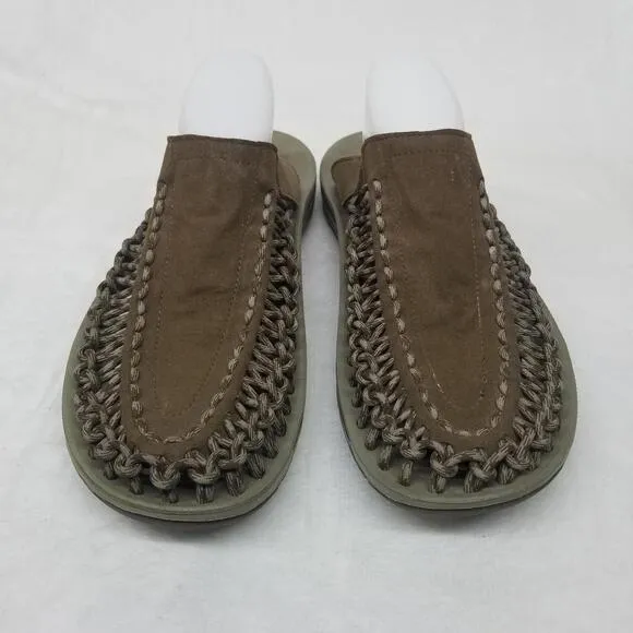 Keen Uneek 2 Slide Slip On Sandal Mens 10.5 Dark Earth Brindle Brown Leather