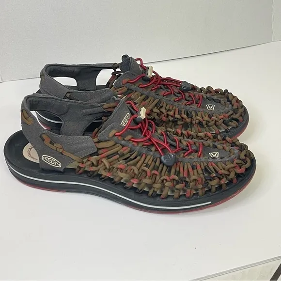 Keen Uneek Men’s Sandals Men’s Size 11 Camping Fisherman Beach Gray Red Color