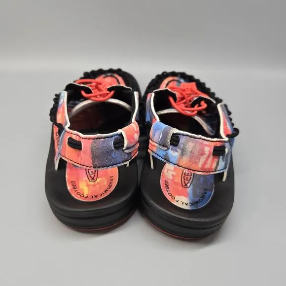 Keen Uneek Men's Size 8 BLACK Tie Dye Sandals Hiking Excellent Condition