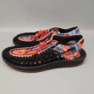 Keen Uneek Men's Size 8 BLACK Tie Dye Sandals Hiking Excellent Condition