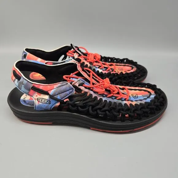 Keen Uneek Men's Size 8 BLACK Tie Dye Sandals Hiking Excellent Condition