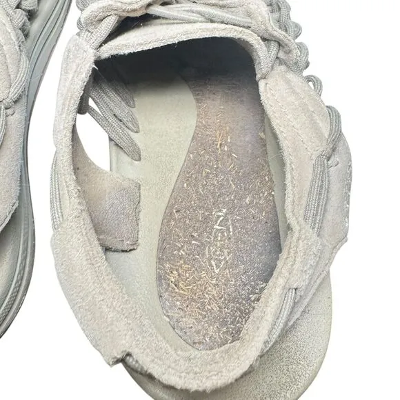 Keen Uneek Sandals Mens US 10 Gray Suede Walking Hiking Woven Bungee White Logo