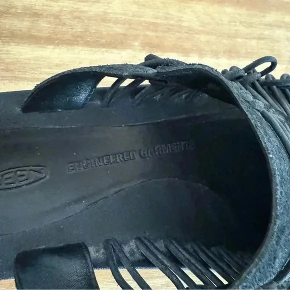 Keen UNEEK Slide Slip On Mule Sandal Men’s 13 Black Leather Rope Cord Weave