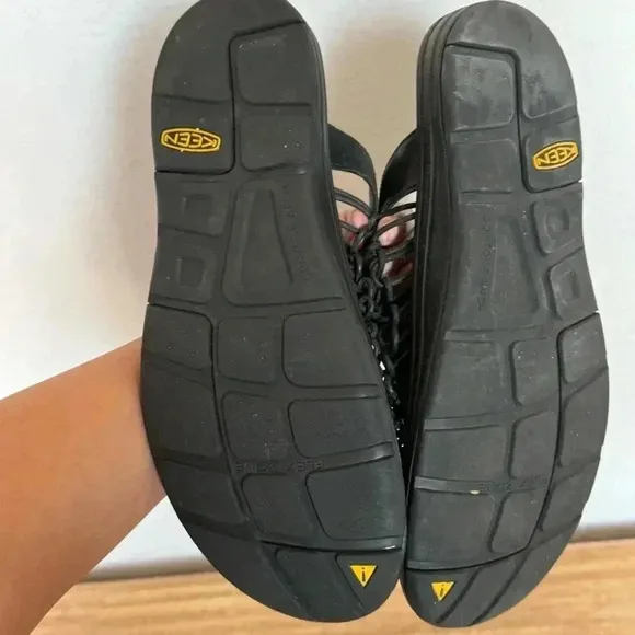 Keen UNEEK Slide Slip On Mule Sandal Men’s 13 Black Leather Rope Cord Weave