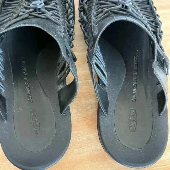 Keen UNEEK Slide Slip On Mule Sandal Men’s 13 Black Leather Rope Cord Weave