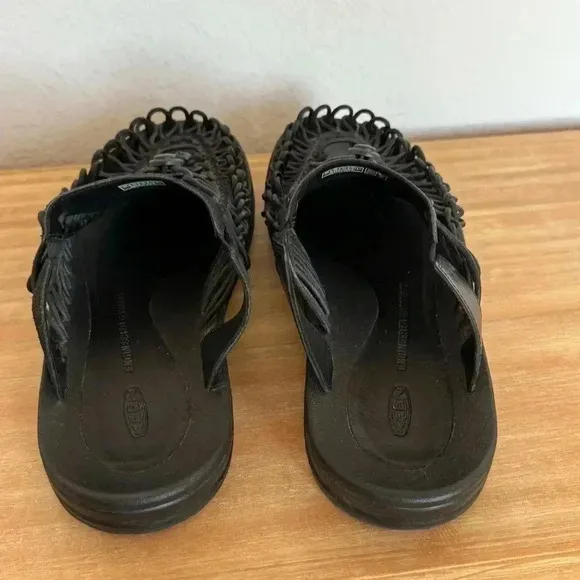 Keen UNEEK Slide Slip On Mule Sandal Men’s 13 Black Leather Rope Cord Weave