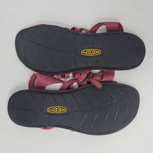 KEEN Women's Alman Gladiator Beet Red Sandals 9 M US Leather Strappy Hiking