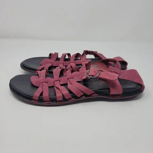 KEEN Women's Alman Gladiator Beet Red Sandals 9 M US Leather Strappy Hiking