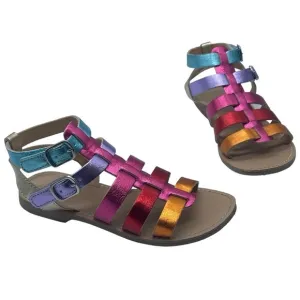 Kelly &amp; Katie Chloe Gladiator Rainbow Metallic Sandals Little Girl Size 13
